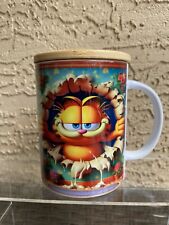 Garfield Inspired Inspired 15oz Coffee Mug With Bamboo Cover And Glass Spoon picture