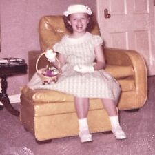 AYG Photograph Girl Smiles Easter Basket 1960s picture