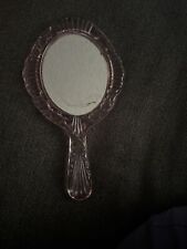 Vintage Art Deco Pink Glass Handheld Vanity mirror picture