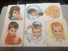 (6) Vintage Northern Tissue American Beauty Prints - 3 Girls, 3 Boys  picture