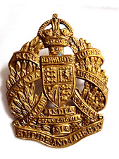 WW1 2nd King Edwards Horse Cap Badge KC Brass 1914 Era Slider 60mm Antique Org picture