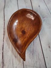 Vintage Tear Drop Shaped Wooden Bowl Hand Carved picture