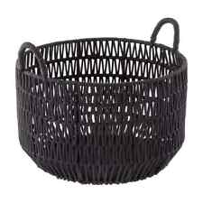 The Container Store Luna Round Cotton Laundry Basket Natural/Black picture