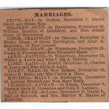 1886 Marriage Announcement Smith May Bradley Gunn Dings Beardsley Parsons AB8HT1 picture