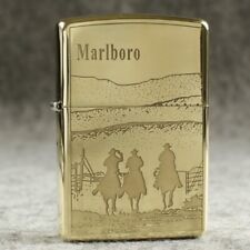 Zippo lighter 204B Brass/ Marlboro Western Country 2 Sides Carve Free 3 Gifts picture
