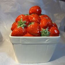 Metlox Poppytrial Strawberry Basket Cookie Jar California 8’ X 6’1/8 X 6’1/8 EUC picture