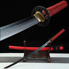 Red Clay Tempered L6 Steel Sharp Japanese Samurai Sword Katana Choji Hamon picture