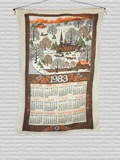 Vtg 1983 Winter Horse Buggy Printed Cloth Fabric Wall Calendar Year 23