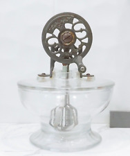Antique Vintage S&S HUTCHINSON Cast Iron & Glass Egg Mayonnaise Bowl Mixer picture