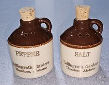 VINTAGE TWO TONE CERAMIC POTTERY WHISKY JUG SALT AND PEPPER SHAKERS 1972  picture