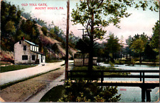 C. 1910 Old Toll Gate Mount Holly PA Postcard Creek View Chickens Brick Road picture