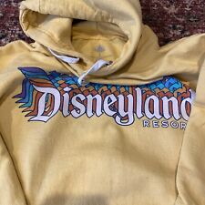 Disney DISNEYLAND RESORT Yellow HOODIE Retro Vtg Style Rainbow Sweatshirt Sz L picture