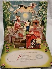 Vtg 1950's Pop-up Hold to the Light Greeting Card Hey Diddle Diddle Cat & Fiddle picture