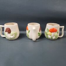 Vintage Set of 3 Arnel's Mushroom Coffee Mugs Cups 1970's picture