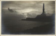 Genova Italy Lighthouse at Sunset c1910 Real Photo Postcard picture