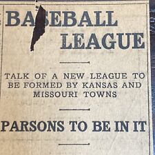 1906 Kansas Missouri Baseball League Formation Newspaper Clipping picture