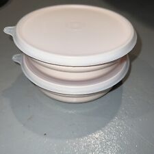 Vintage Tupperware NEW OLD STOCK SET Of 2 Peach Light Pink CEREAL BOWLS & Lids picture