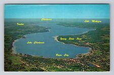 Boyne City MI-Michigan, Aerial View Lake Charlevoix, Antique Vintage Postcard picture