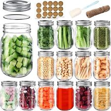 15 Pack Jars 16 oz Airtight Lids Bands Regular Mouth Canning Clear Glass Pint picture