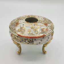 Vintage Hair Receiver Japanese Porcelain Dresser Vanity Jar Hand Painted Satsuma picture