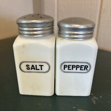 Vintage McKee Shakers White Milk Glass Salt & Pepper & Lids picture