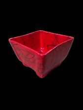 VTG Red w/ Contemp. Black Squiggles Small Serving Or Candy Bowl Signed Mil. H picture