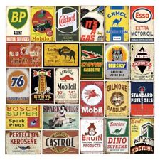 24 Pieces Gas and Oil Tin Signs, Retro Vintage Metal Sign for Home Man Cave G... picture