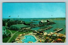 Edgartown MA-Massachusetts, Aerial View Harborside, Vintage Postcard picture