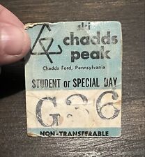 Vintage 1979 Ski Lift Ticket Chadds Peak Chadds Ford Pennsylvania Skiing Scarce picture
