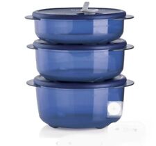 Tupperware Vent n Serve 3pc Round Set Freezer To Microwave To Table NEW picture