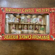Vintage Hand Carved Kokeshi Birthday Candle Holders/Picks Set of 12 1960’s Japan picture