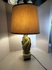 Royal Haeger Style Green Ceramic Acanthus Leaf Table Lamp Works 30” Tall MCM picture