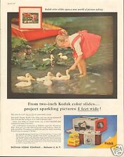 1957 Eastman Kodak Co Color Slids girl with ducks LARGE Print Ad picture