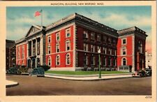 New Bedford Massachusetts Municipal Building Vintage Postcard Linen c: 1930-1945 picture