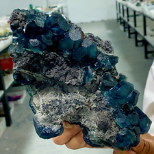 2.52LB Rare Transparent BLUE Cube Fluorite Mineral Crystal Specimen/China picture