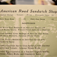 1966 American Road Sandwich Shop Restaurant Dessert Drink Menu Detroit Michigan picture