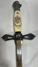Antique Knights Templar White Ceremonial Sword ID A F Woodworth M.C. Lilley Co. picture