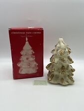 Vintage Christmas Tree Candle by Emperor Art Creations 1985 White Gold Decor picture