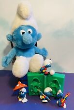 1979 PEYO Wallace Berrie Co.  Inc. SMURFS  10” Plush, 4 Figurines, 1 Clay Mold picture