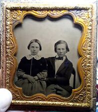 Vintage 1850s Ambrotype Photo of Victorian Children Little Boy & Girl Siblings picture