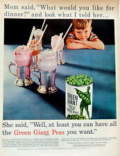 Jolly Green giant ad vintage 1955 peas milkshake kids dinner advertisement  picture