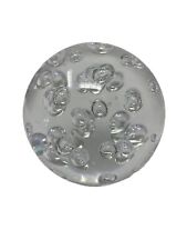 Vintage Pier 1 Round Clear Glass Controlled Bubbles Paperweight 4.25” Art Decor picture