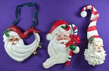 3 Santa Head/Face Christmas Ornaments 3¼