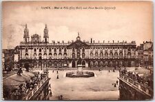 VINTAGE POSTCARD SCENE AT CITY HALL SQUARE IN NANCY FRANCE c. 1915-1928 picture