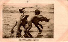 Now Will You Be Good Dog Children Beach 1909 Cadillac Michigan Antique Postcard picture