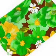 Vintage Fabric Flower Power Hippy Floral Green Brown Yellow 1960s 1970s 45x116 picture