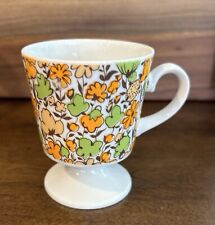Vintage Mid-Century Chintz Floral Pedestal Footed Coffee Mug Excellent Condition picture