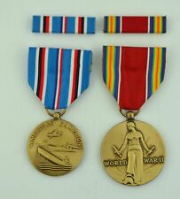 2 WWII Medals & Ribbons - American Theater & WW2 Victory - Regulation Full Size picture
