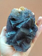 825g Rare Dark Blue Color Fluorite Gemstone On Matrix Vintage Specimen Crystal picture