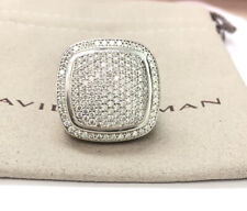 David Yurman 925 Silver 20mm ALBION Ring With PAVE DIAMONDS Size 8 picture
